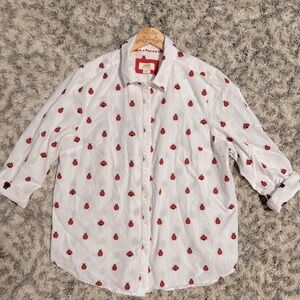 NWOT XL Anthropologie Maeve Lady Bug Patterned Button-Down